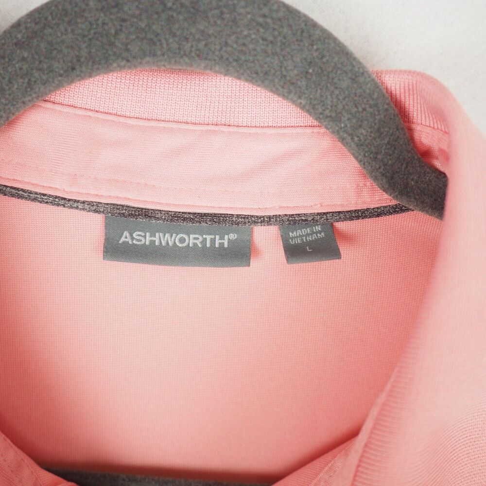 Evanston Golf Club Polo Shirt Mens L Pink Ashworth Performance Tech Dry Stretch - Picture 4 of 11